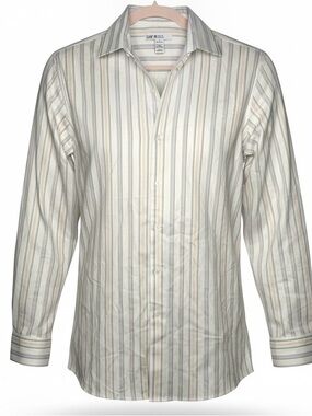 Bar 111 Men’s 14-14.5 Size Small White Peach Striped Slim Fit Button Up Shirt Ne